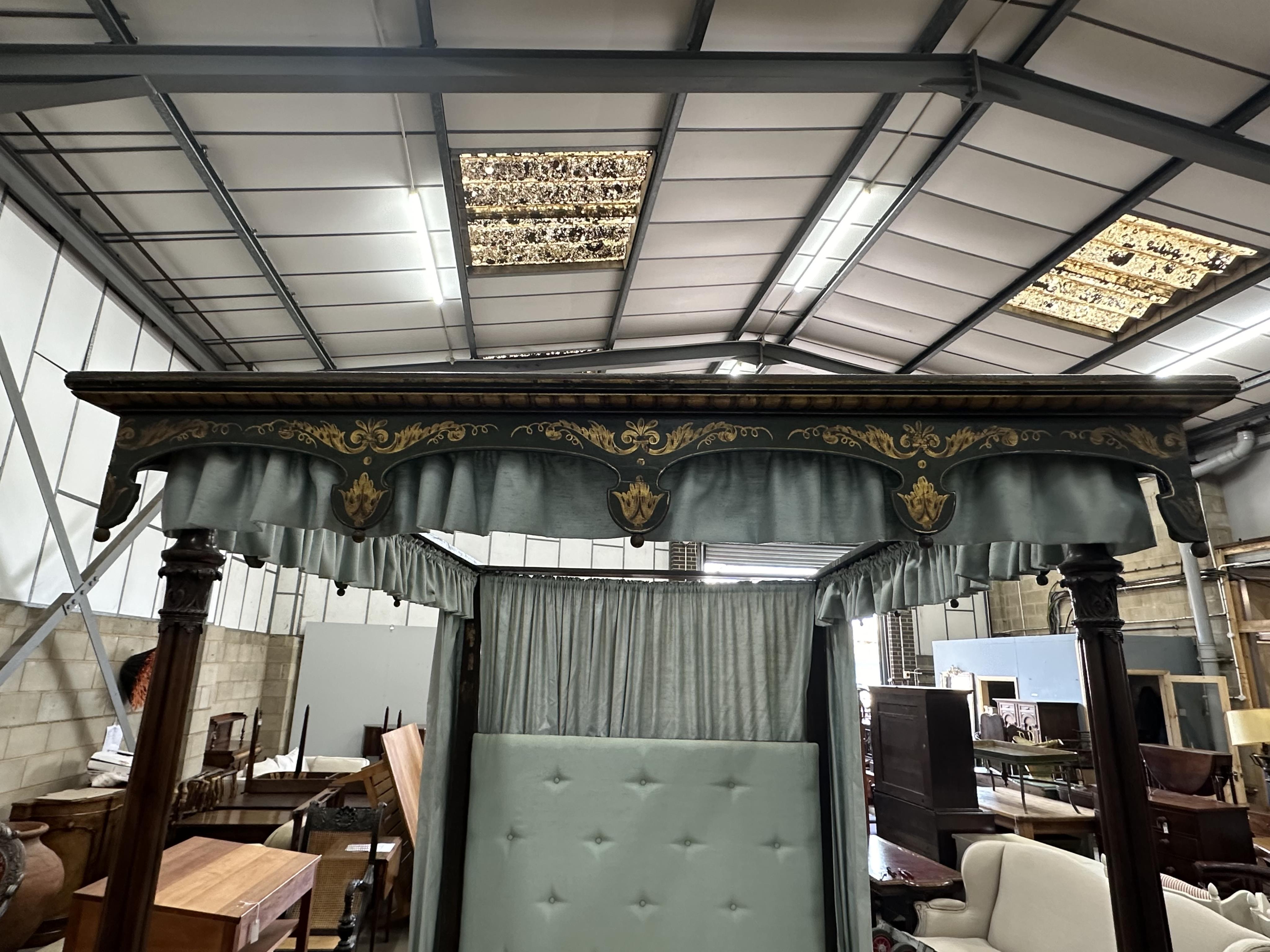 A George III and later mahogany four poster bed, width 140cm, length 200cm, height 232cm. Condition - fair